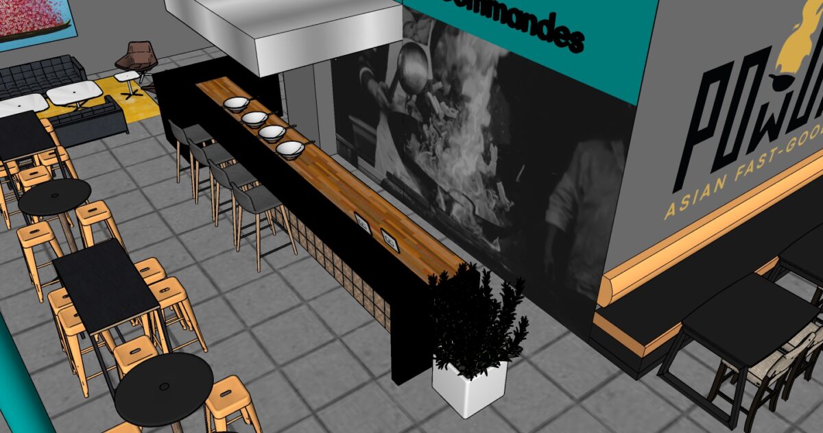 Le bar, pièce maîtresse du restaurant Powok